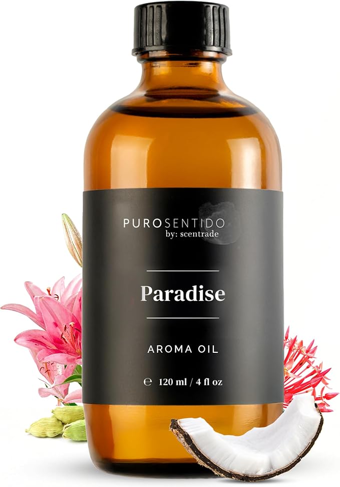 PuroSentido Paradise Tropical Aroma Oil (120 ml) - Luxury Essential & Fragrance Oil for Diffusers and Humidifiers, Creamy Coconut, Floral Notes & Soft Woods Home & Hotel Scent
