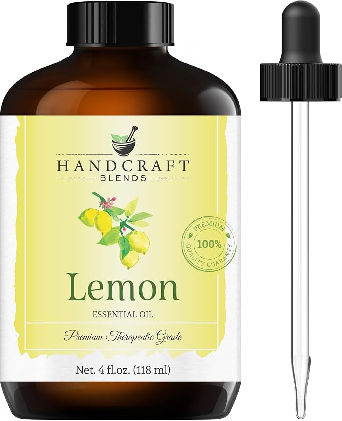 Handcraft Blends Lemon, Peppermint and Lavender Essential Oil Set - Huge 4 Fl. Oz, 100% Pure and Natural, Therapeutic Grade With Premium Glass Dropper