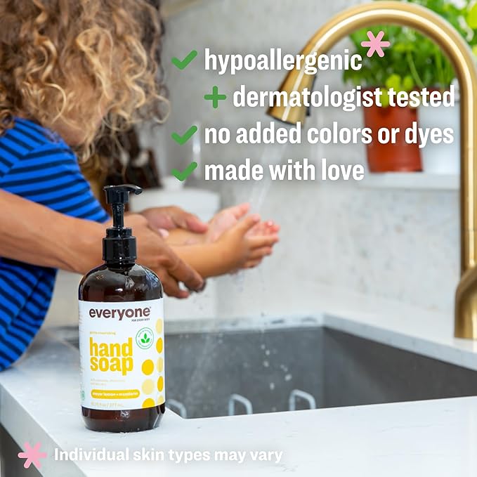 Everyone Liquid Hand Soap, 12.75 Ounce (Pack of 3), Meyer Lemon and Mandarin, Plant-Based Cleanser with Pure Essential Oils