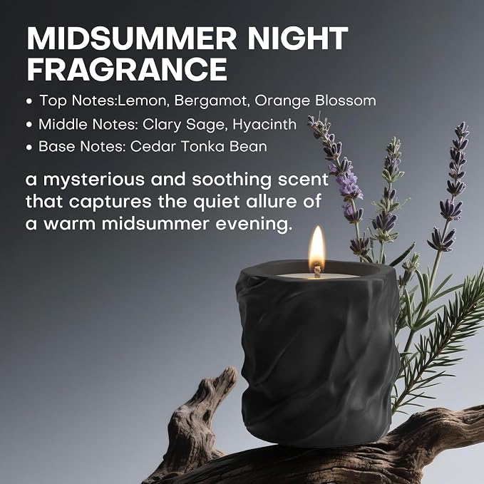 Scented Candles for Home, Natural Soy Wax Candles, Cement Jar Luxury Aromatherapy Candles for Stress Relief, Highly Scented Housewarming Gifts for Women and Men (Midsummer Night Fragrance)