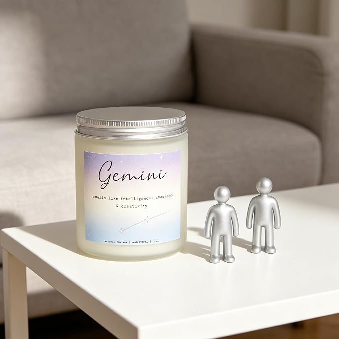 Gemini Candle, Gemini Gifts for Women, Versatile Gifts for the Dual-Natured Soul, Perfect Presents for Birthday - Lavender & Eucalyptus Soy Wax Scented Candle, 7OZ
