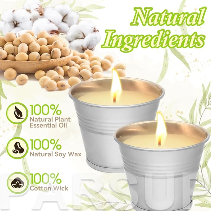 24PCS Citronella Candles - Garden Citronella Scented Candles Outdoors, 240-360 Hours Burning, Natural Soy Wax, Portable Jar Candle Gift Sets for Home Patio Yard Indoors, Balcony, Camping