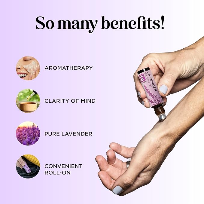 Lavender Essential Oil Roll On - Calming Aromatherapy Oil Roller for Sleep Headaches and Relaxation - Natural Pre-Diluted Sleep Oil for Nighttime Relaxation with Lavender Essential Oil for Skin 2-Pack