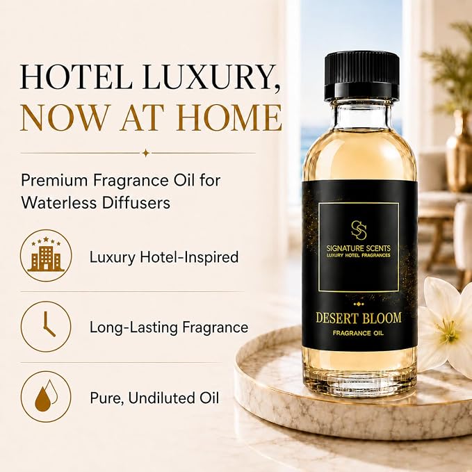 Signature Scents: Luxury Hotel Inspired Fragrance Oils for Diffusers (4.05 Fl Oz, Desert Bloom)