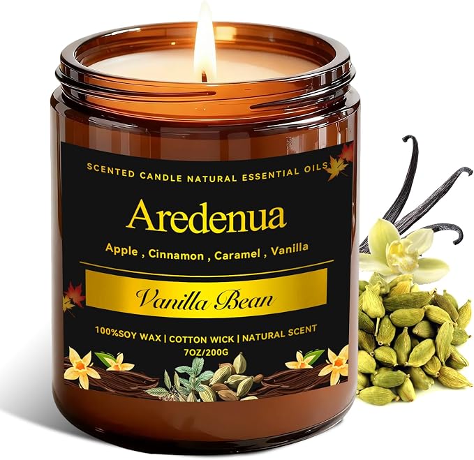 Vanilla Bean Odor Eliminating Candles | Scented Soy Candle for Home, Air Freshening & Cozy Scent, Relaxing Home Candle Gift for Women & Men