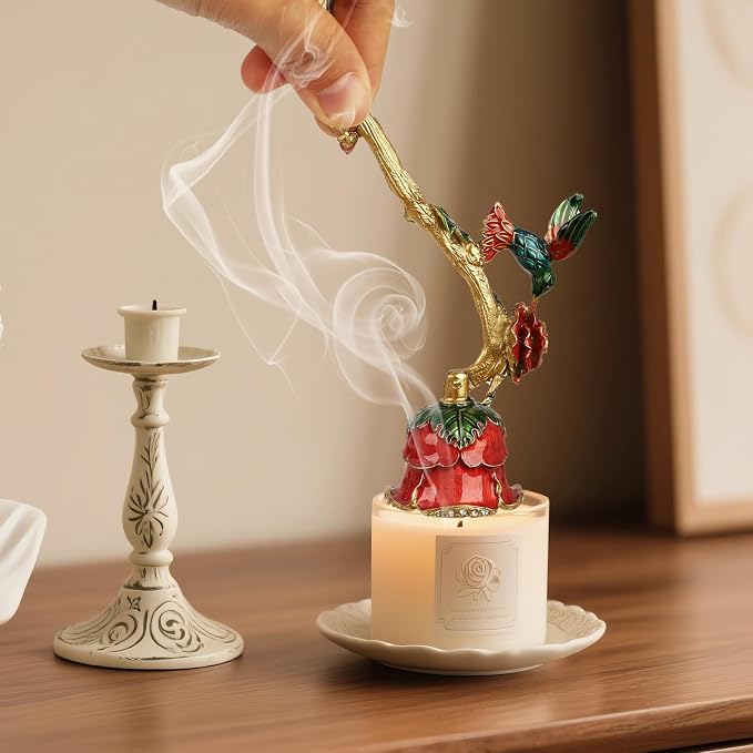 Elegant Royal-Style Candle Snuffer with Pearl Inlay, Candlesnuffers Wick Snuffer Candle Accessory for Putting Out Extinguish Candle (Red)