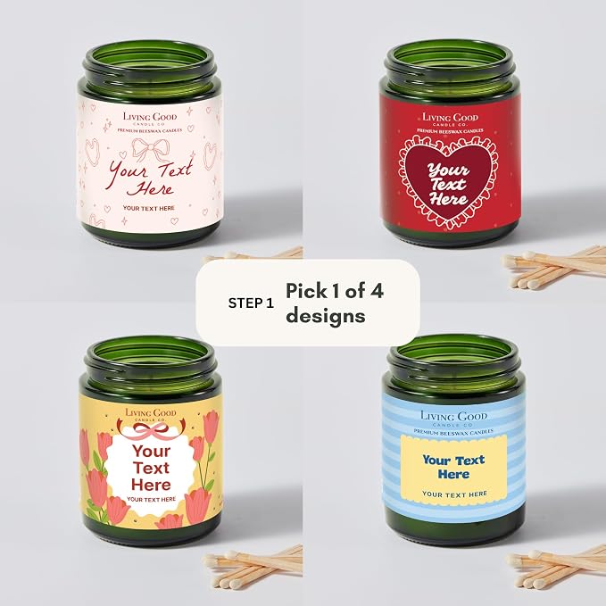 Personalized Message Pure Beeswax Candle for Her & Him - 3 Scent Choices: Palo Santo - Coastal Breeze - Tranquility - Non-Toxic & Pet Friendly - Gift for Wife Girlfriend Mom Dad - 5.5 OZ