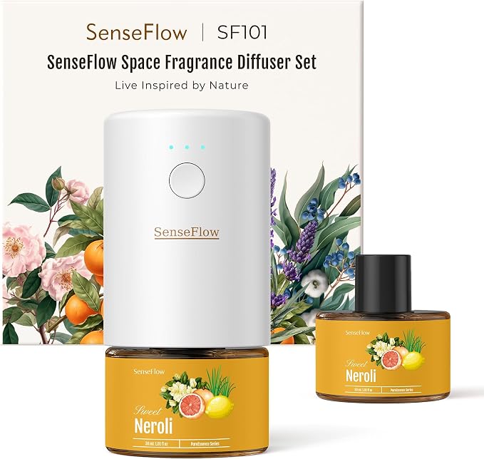 Essential Oil Refill 1.02oz/30ml - Free SF101 Waterless Aromatherapy Diffuser, Covers 1000 Sq Ft, 120-Day Natural Scent,Neroli