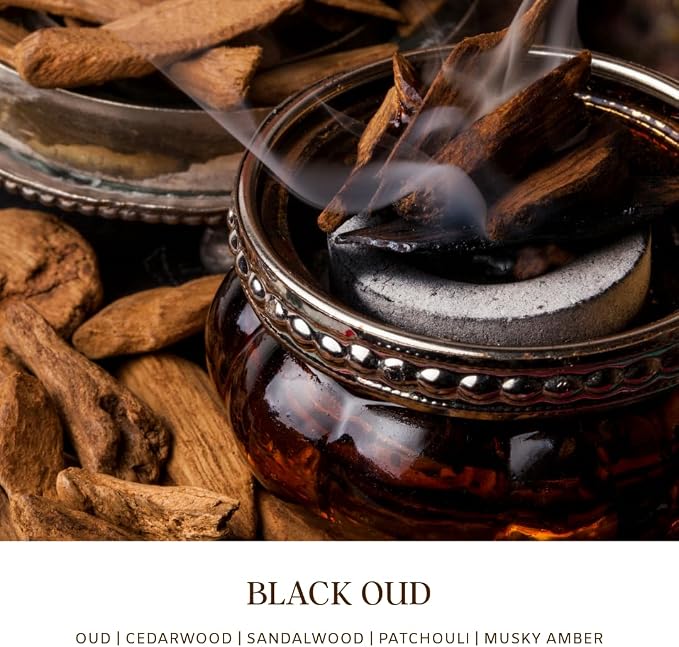 Black Oud Wood Wick Candle – Luxury Earthy Woody Scent, 100% Soy, 50-Hour Burn – Scented Candle with Wooden Wick for Home, Office, Gifts