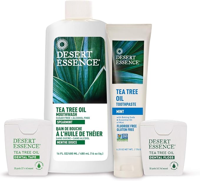 Desert Essence Tea Tree Oil Toothpaste - Mint - 6.25 Oz - Refreshing Taste - Deep Cleans Teeth & Gums - Helps Fight Plaque - Sea Salt - Pure Essential Oil - Baking Soda - Promotes Healthy Mouth