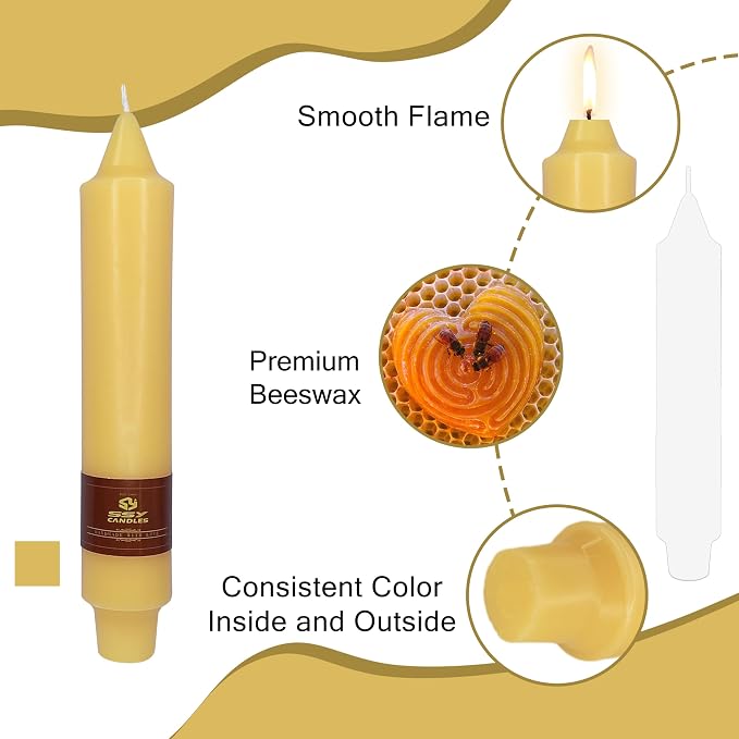 Beeswax Taper Candles 7 inch Beeswax Taper Candlesticks 4 PCS Short Candlesticks Smokeless Tapered Candle for Home Dinner Party Decoration - 8 Hour Burn Time