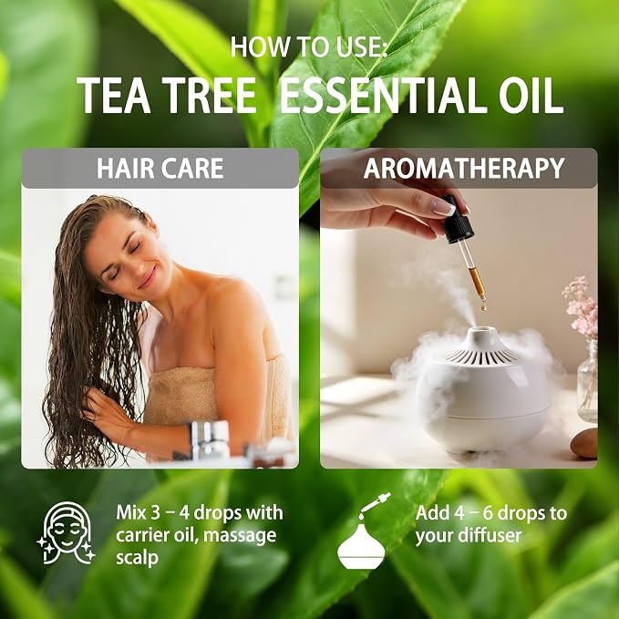 Tea Tree Essential Oil, Tea Tree Fragrance Oil for Diffuser, Massage, Humidifier, DIY Candle, Soap Making, Home, Bath, Yoga - 4 fl oz (120ml) - ZODION Essential Oils