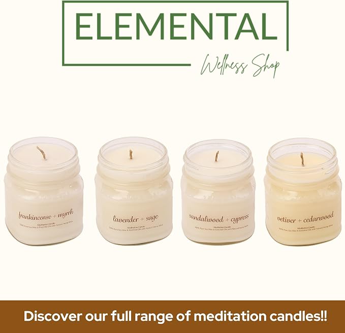 Meditation Soy Wax Candle, Relaxing and Banishing Negative Energy, Non-Toxic Handpoured Glass Jar Candle - Clean Burning, Long Lasting, Candles for Home, Fragrance (Frankincense + Myrrh)