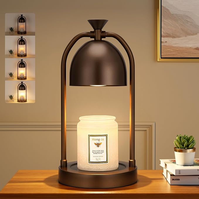 Brown Candle Warmer Lamp with Timer-Electric Candle Light for Bedroom Decor, Aromatherapy at Home | Gifts for Men | Home Gift Ideas