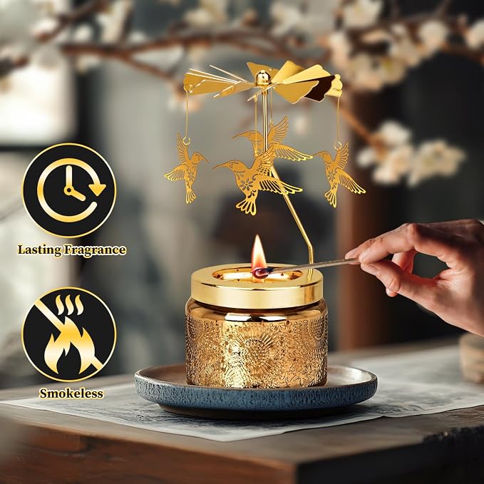 Nialnant Hummingbird Gifts for Women, Rotating Candles Birthday Gifts for Mom Colleagues Daughter Wife,Unique Scented Candles Gift for Mothers Day Anniversary