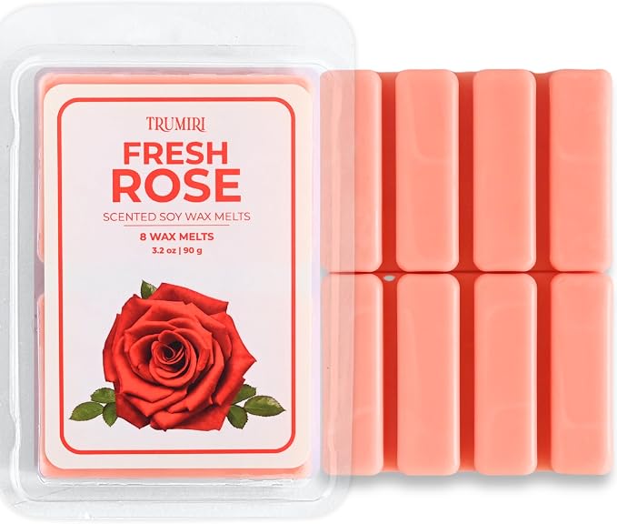 TRUMIRI Fresh Rose Scented Wax Melts - Made with Non Toxic Soy Wax and Essential Oils - Long Lasting Strong Scent Pet Safe Floral Candle Wax Cubes Tarts for Warmers