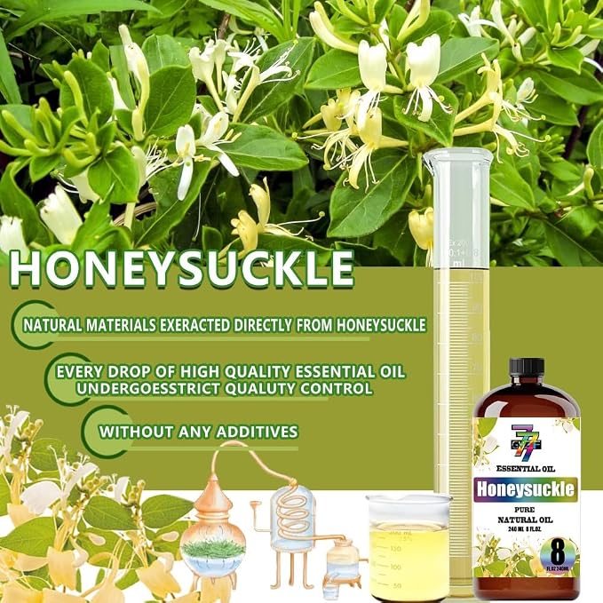 Honeysuckle Essential Oil, Honeysuckle Oils, for Diffuser, DIY Candles, Soap, Humidifier, Home, Gift, Essential Oil, GV77ZF Honeysuckle Fragrance Oil - 8 fl oz (240 ml)