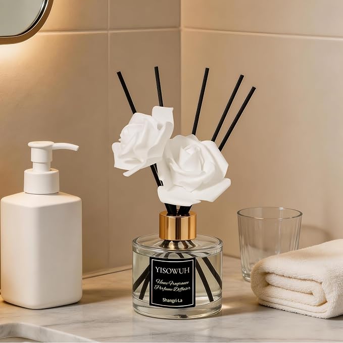 Reed Diffuser Set 5.07oz(150ml), Clean Cotton Scent Diffuser with Sticks, Home Fragrance Reed Diffuser for Home, Long Lasting Home Fragrance for Bathroom, Room Decor