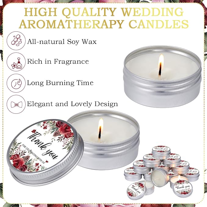 MTLEE 50 Pcs Summer Wedding Candles Gift Favors for Guests 1 Oz Lavender Scented Soy Wax Aromatherapy Candle for Bridal Shower Favors Rustic Wedding Party Guests(Rose Pinecone)