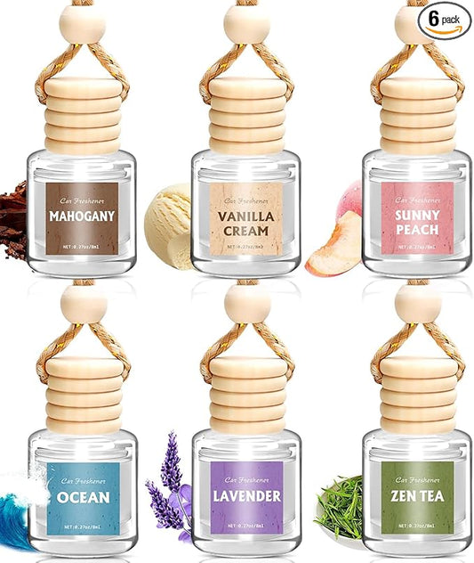 AROIC Car Air Freshener for Women, 6 Pack Air Freshener Diffuser, Mothers Day Gift for Mom, Hanging Essential Oil Air Freshener Diffuser Odor Eliminator, Cute Car Interior Decor Car Scents Accessories