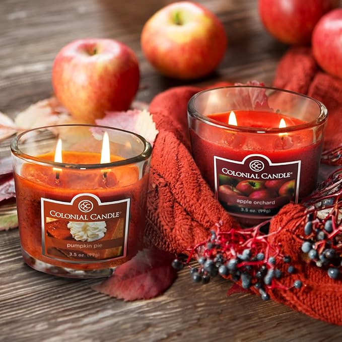 Colonial Candle Pumpkin Pie Scented Jar Candle, 2 Wick, 3.5 oz, Mottled Wax Candle