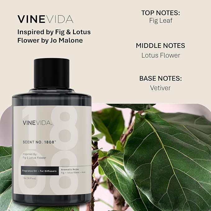 VINEVIDA [16 Oz] Inspired by: Fig & Lotus Flower; Diffuser Oil Refill | Premium Scent Diffuser Oil for Home | Non-Toxic Fragrance
