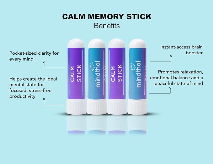 Calm Nasal Sticks (4 Pack) - Natural Relaxation & Stress Relief Aromatherapy Inhaler with Lavender, Chamomile, Bergamot & Sandalwood