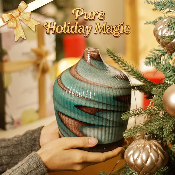 Porseme 280ml Essential Oil Diffuser, Ultrasonic Cool Mist Humidifier with Color Changing, Auto Shut-Off, 6-10 Running Hours, Aromatherapy Glass Diffusers for Home Bedroom, Office, Yoga (Teal Green)