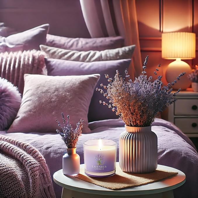 CHILLFLAME Lavender Candle, Scented Candles Gift Set for Stress Relief, 3 Votive Candles for Women and Men, Birthday Candle Gifts for Women, Christmas Candles for Women (Purple, 7 oz)