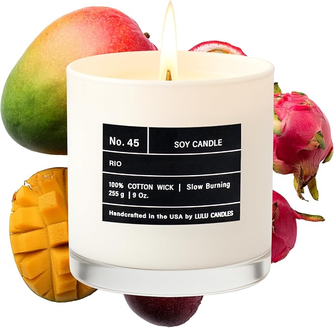 Lulu Candles | Rio | Smells Intensely Tropical with Sugared Citrus | Luxury Scented Soy Jar Candle | Hand Poured in The USA | Highly Scented Long Lasting (9 Oz.)