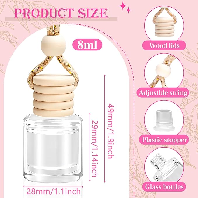 AROIC Car Air Freshener - Pink Sparkle Champagne Fragrance, 6 Pack Long Lasting Essential Oil Fragrance Diffuser, Hanging Cute Automotive Perfumes Interior Decor, Pink Car Accessories for Women & Men