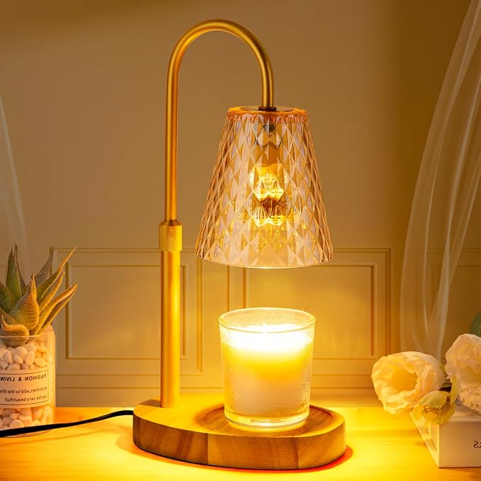 Vanranger Candle Warmer Lamp with Timer - Adjustable Height Dimmable Warmer Candle Lamps Candle Warmer Lamp Wax Melt Warmer with 2Bulbs for Women Christmas Birthday Gifts
