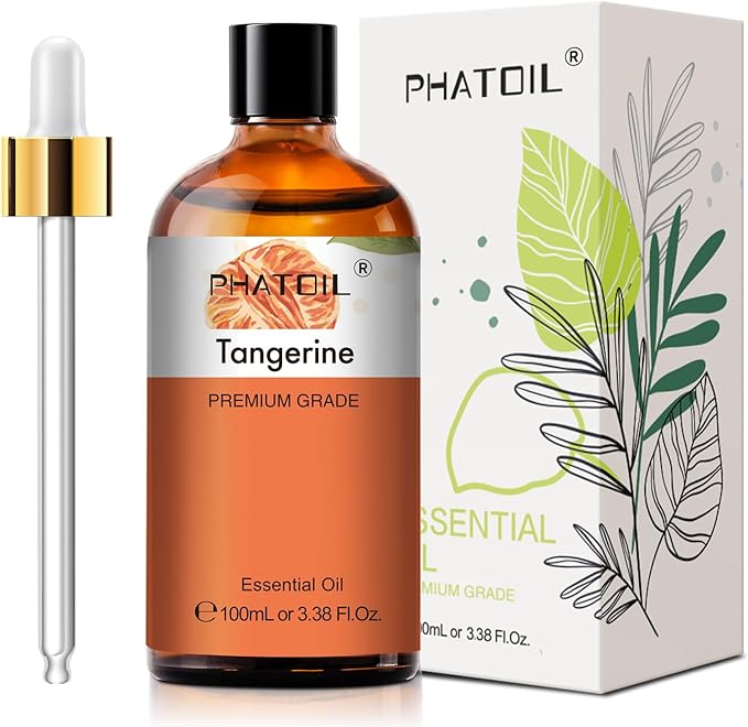PHATOIL 3.38FL.OZ Tangerine Essential Oil, for Aromatherapy Diffusers, Humidifiers, Great for DIY Candle and Soap Making, Huge 100ML Bottle