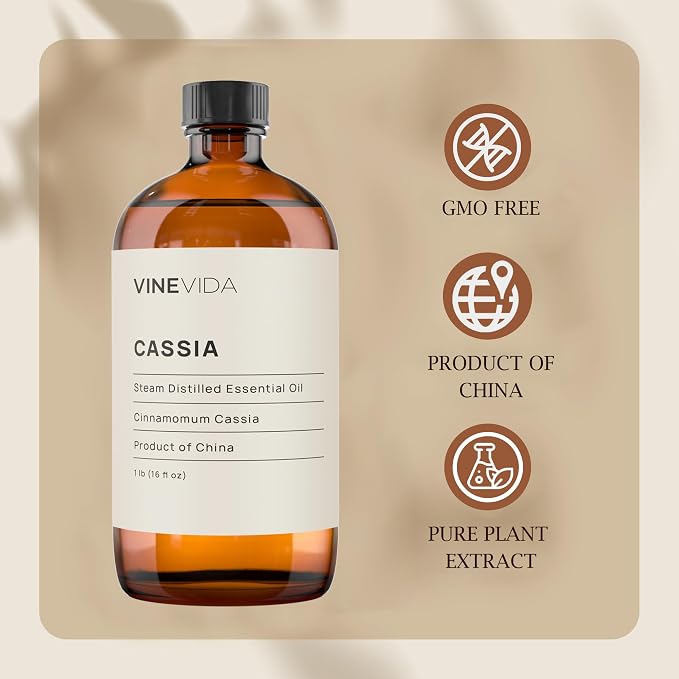 VINEVIDA [16oz] Cassia Essential Oil 16 oz - Bulk Essential Oil for Soap Making and Candle Making