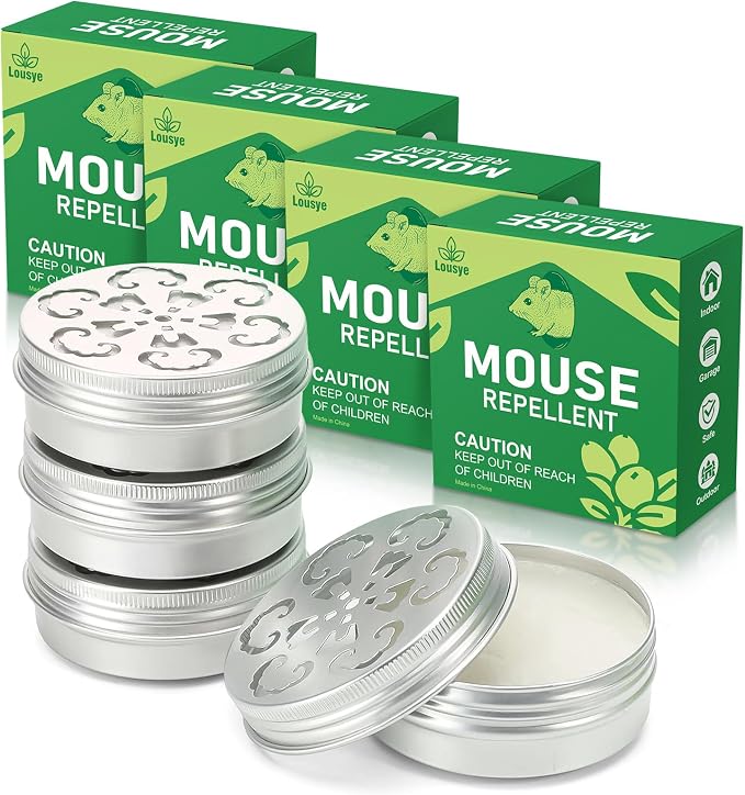 Peppermint Oil Mouse Repellent,Rodent Repellent for Car Engines,4 Pack | Plant-Based Rodent Deterrent,Replace Trap & Poison, Keeping Mice Out of Car, RV, Garage & Home,Family & Pet Safe