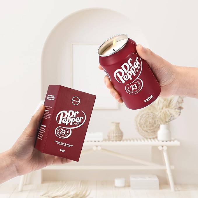 Doctor Pepper Candle - Smells Like the Real Soda - Cute Candles for Cool Gifts - Funny Candles for Any Occasion - Cute Things for Aesthetic Room Decor - Cool Candle for Cool Things