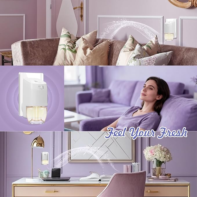 Plug-In Air Freshener Refills 8-Pack – Summer Scent for Sleep, Infused Lavender Essential Oil with Gardenia, Sage, Chamomile, Sandalwood, Compatible with Air Wick & Glade