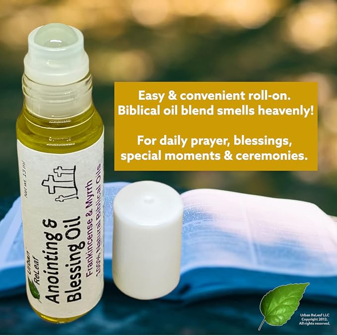 Urban ReLeaf Anointing and Blessing Oil Roll-On ! Smells Great! Frankincense, Myrrh, Holy Bible Oils, Olive, Grapeseed. Blessed, Comfort, Honor, Consecration, USA Made.
