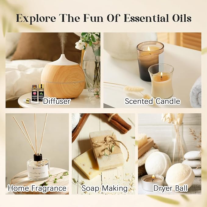 Essential Oils Set -120 Pcs Aromatherapy Essential Oil Kit for Diffuser, Humidifier, Massage, Skin Care, Candle Making - Fruity, Floral, Bakery, Mens, Woody & Herbal Essential Oil Gift Set