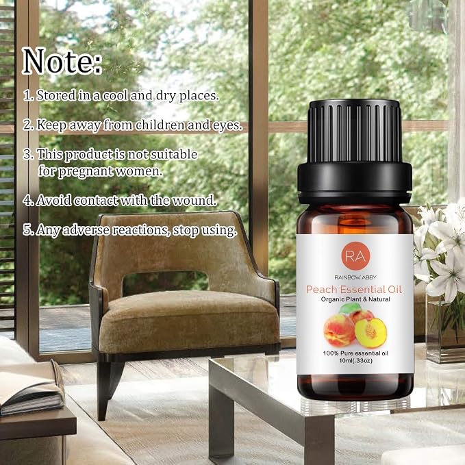 Peach Essential Oil 100% Pure Oganic Plant Natrual Flower Essential Oil for Diffuser Message Skin Care - 10ML