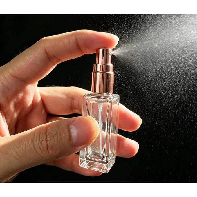 5PCS 5ml Glass Travel Refillable Perfume Bottle,Small Empty Cologne Atomizer with Dispenser Tools, Mini Pocket Spray Bottles For Toiletries and Smple Container (Pink Cap 5p)