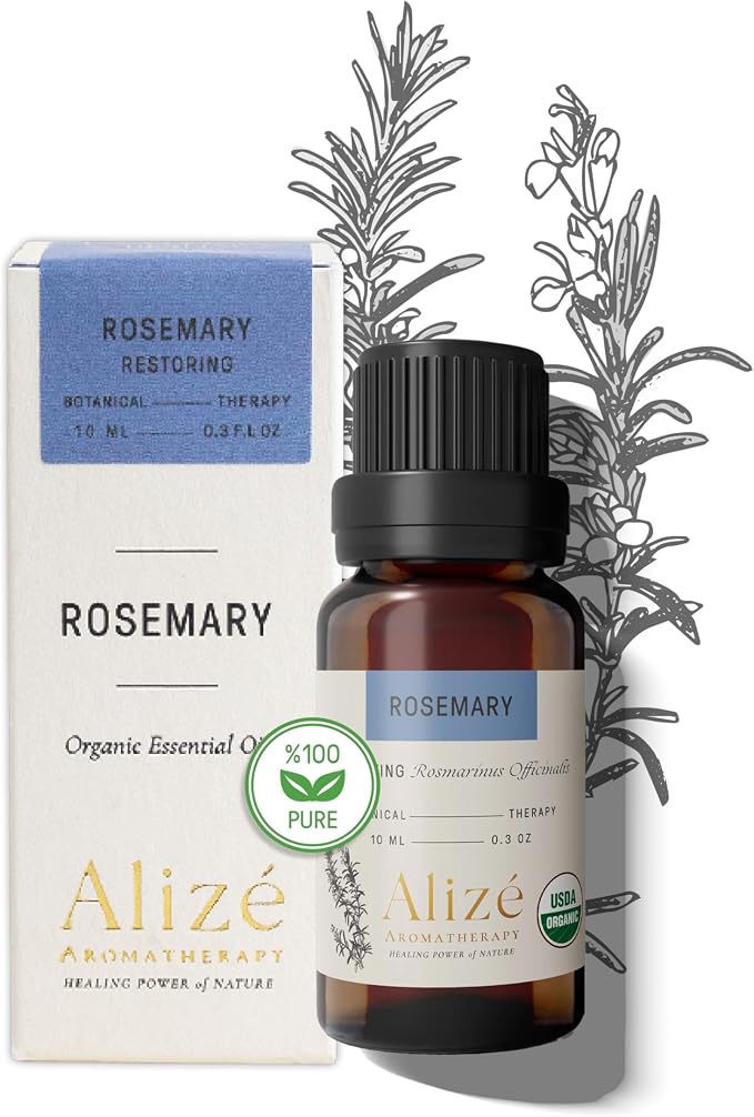 Organic Rosemary Essential Oil, Rosemary Oil for Hair Care, USDA Certified Organic, 100% Natural & Pure Essential Oils for Diffusers for Home, Aromatherapy Oils 10ml-0.33 fl oz