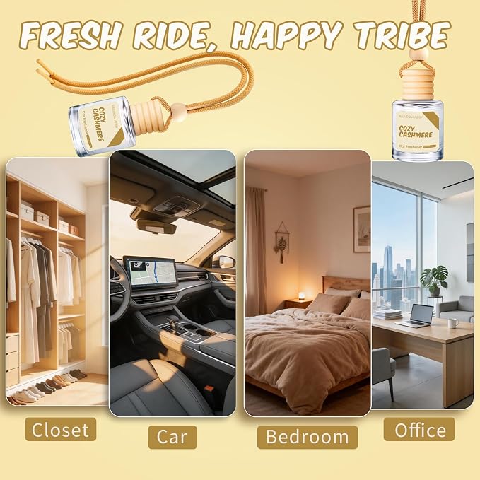 RAINBOW ABBY Car Air Freshener Hanging, Cozy Cashmere Fragrance Oil