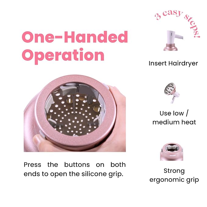 Universal Hair Diffuser “Super Sturdy” 1.7 Inch to 2.6 Inch for Natural Curly and Wavy Hair, Hair Dryer Attachment (Rose Gold)