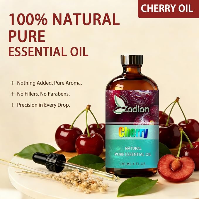 Cherry Essential Oil, Cherry Fragrance Oil for Diffuser, Massage, Humidifier, DIY Candle, Soap Making, Home, Bath, Yoga - 4 fl oz (120ml) - ZODION Essential Oils