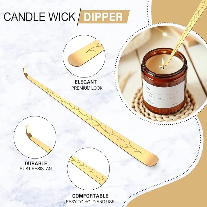 5 in 1 Candle Accessory Set,Candle Wick Trimmer Cutter,Candle Wick Dipper,Candle Wick Snuffer,Rechargeable Candle Lighter,Tweezers,Stainless Steel Candle Care Kit Home Gift for Aromatherapy