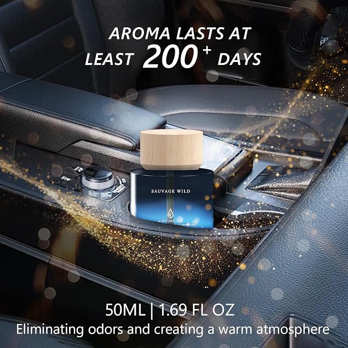 Car Air Freshener 50ML (1.7 FL OZ) Car Air Fresheners Diffuser, Woody Citrus Fragrance Oil Car Air Freshner, 180+ days Long Lasting Car Perfume, Wooden Cup Design, Made in USA