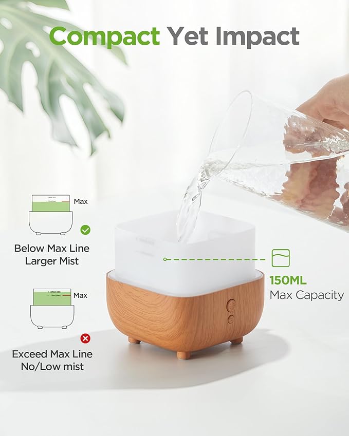 InnoGear 150ml Essential Oil Diffuser, 5-in-1 Diffusers for Home Scent 8 LED Color Aromatherapy Diffuser Air Desk Mini Humidifier Small Vaporizer Aroma Diffuser for Computer Laptop Office, Medium