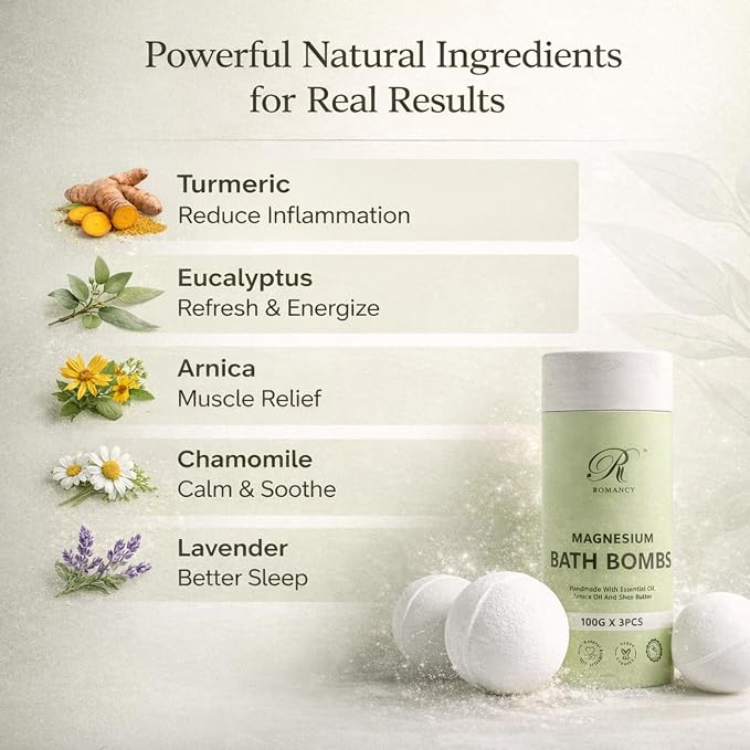 Magnesium Bath Bombs Gift Set – XL Epsom Salt Bath Bombs for Muscle Recovery, Stress Relief & Post-Workout Relaxation with Lavender & Arnica Spa Gift for Women & Men for Sore Muscles