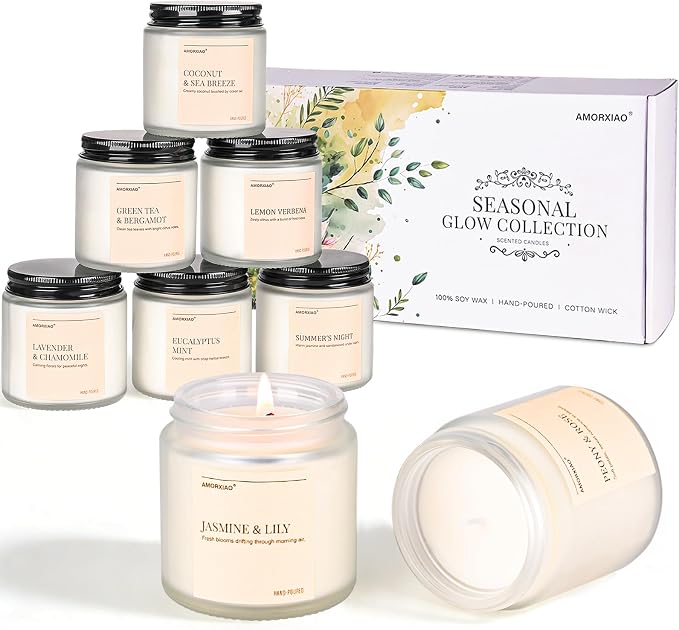 Scented Candles Gift Set, 8 Pack Soy Wax Candles for Women, Fresh Floral Summer Aromatherapy Scents for Home, Birthday, Thank You, Housewarming Gifts